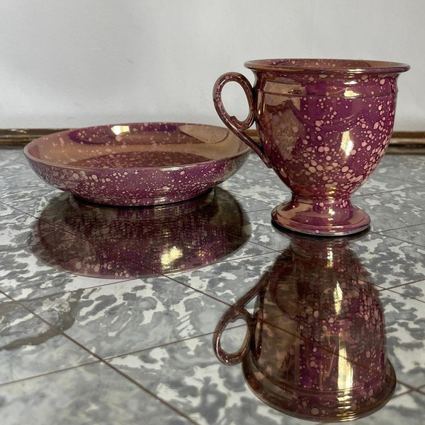 Sarreguemines, um 1830 - Eiförmige Tasse Burgos - Steingut in Porphyroptik
