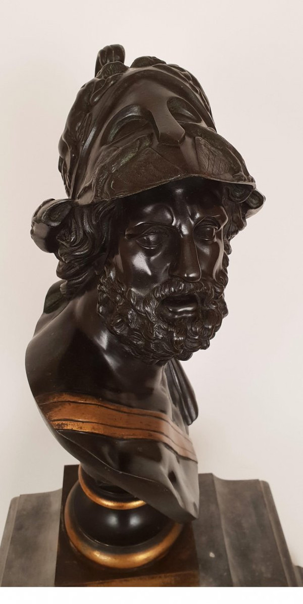 Busto di Menelao re di Sparta Bronzo antico