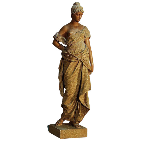 Goldscheider Grande Sculpture Femme Vêtue d'Un Drapé à l'Antique