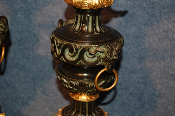 Important Pair Of Gilded Bronze Mercury Lamps 19th Century