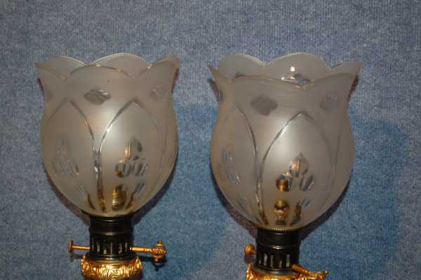 Important Pair Of Gilded Bronze Mercury Lamps 19th Century