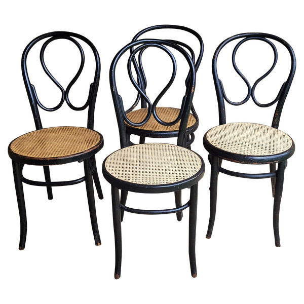 4 sedie in legno curvato in stile Art Nouveau