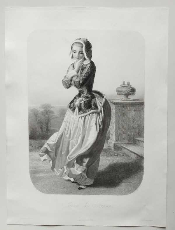 Les Quatre Saisons Série De 4 Gravures Par Posselwhite d'Après Vidal Goupil éditeur