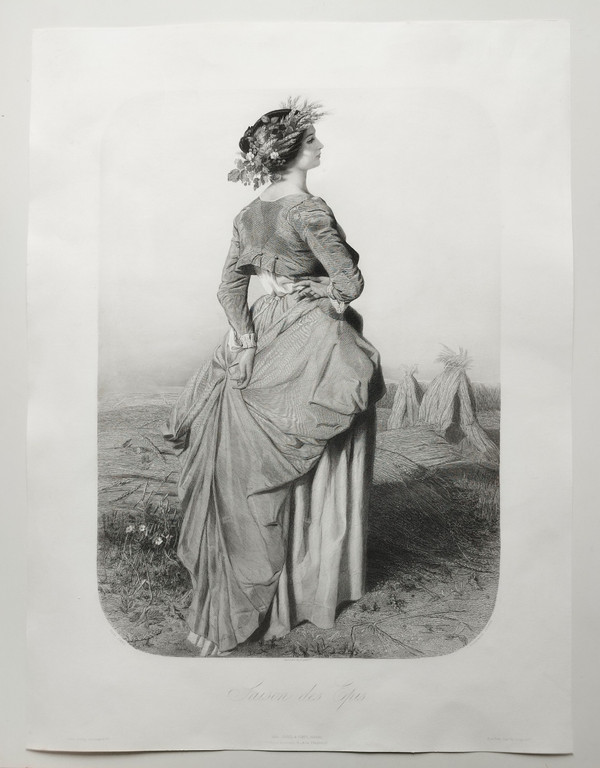 Les Quatre Saisons Série De 4 Gravures Par Posselwhite d'Après Vidal Goupil éditeur