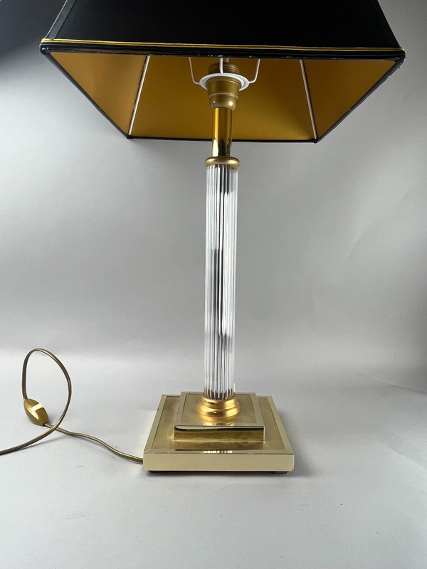 Lampe de table laiton & verre