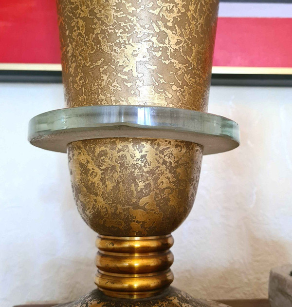 Lampada Art Déco molto grande attribuita a Genet Et Michon