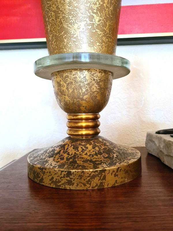 Lampada Art Déco molto grande attribuita a Genet Et Michon