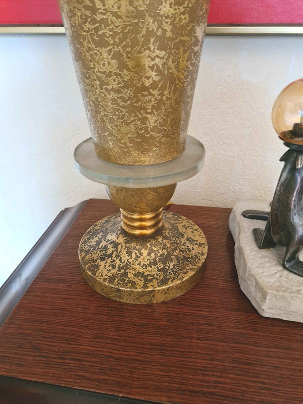 Lampada Art Déco molto grande attribuita a Genet Et Michon