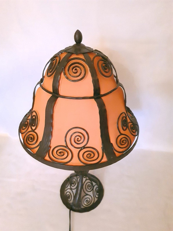 Large Art Deco 1925 Wrought Iron Lamp