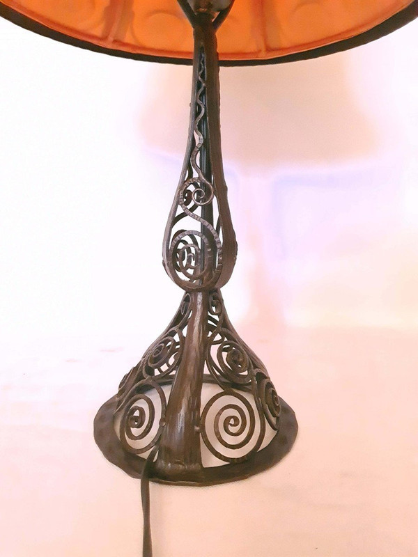 Large Art Deco 1925 Wrought Iron Lamp