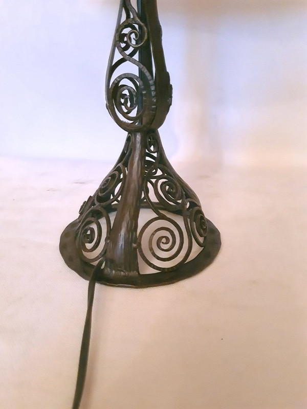 Large Art Deco 1925 Wrought Iron Lamp