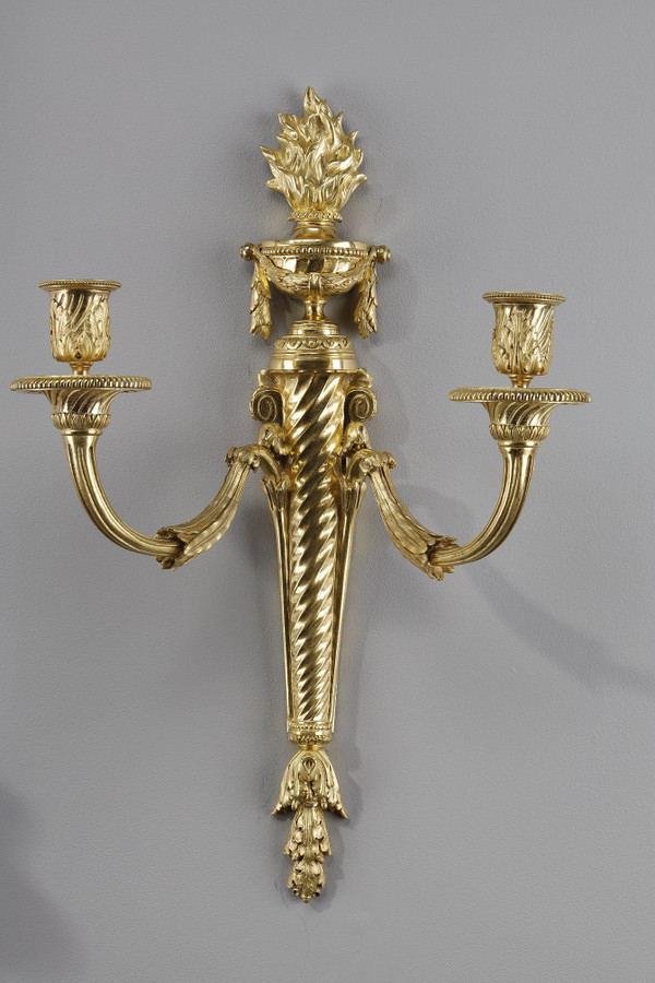 PAIR OF ORMOLU SCONCES IN THE LOUIS XVI STYLE 