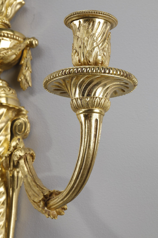 PAIR OF ORMOLU SCONCES IN THE LOUIS XVI STYLE 
