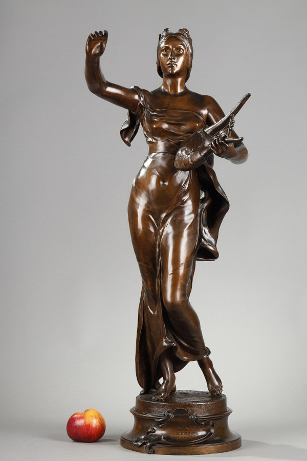 Figura in bronzo con patina "Muse des bois" dopo Henri-Louis Levasseur
