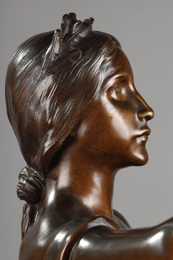 Figura in bronzo con patina "Muse des bois" dopo Henri-Louis Levasseur