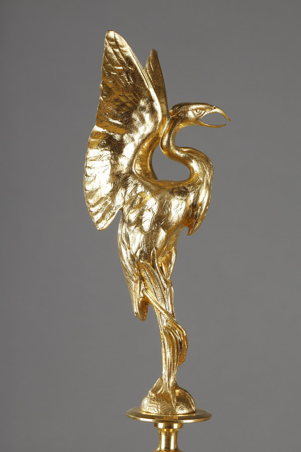 PAIR OF CANDELABRAS IN GILDED BRONZE