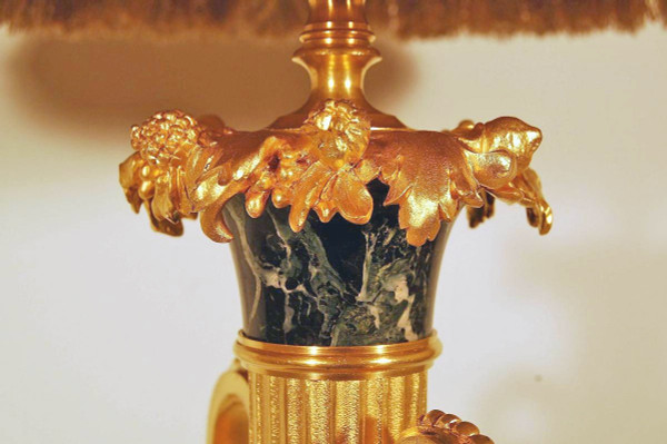 Maison Jansen Important Marble And Gilt Bronze Lamp Ht 98 Cm