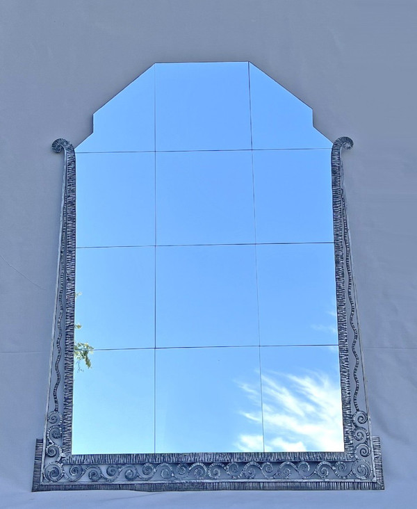 Large Art Deco Wrought Iron Mirror