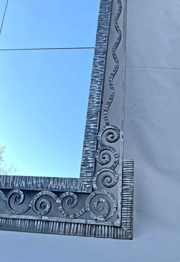 Large Art Deco Wrought Iron Mirror