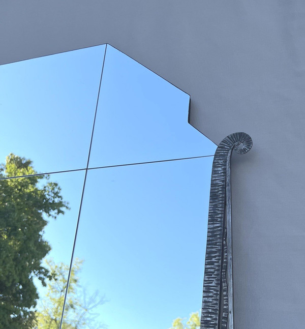 Large Art Deco Wrought Iron Mirror