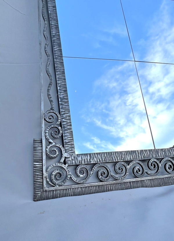 Large Art Deco Wrought Iron Mirror