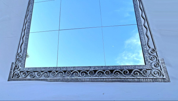 Large Art Deco Wrought Iron Mirror