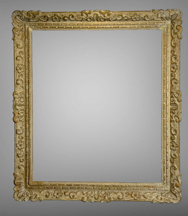 CADRE ANCIEN MONTPARNASSE EN BOIS SCULPTÉ PATINÉ POUR PEINTURE 60 CM X 51 CM