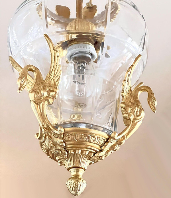 Cut glass and gilded bronze lantern