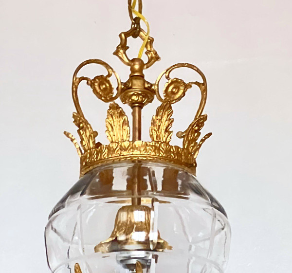 Cut glass and gilded bronze lantern