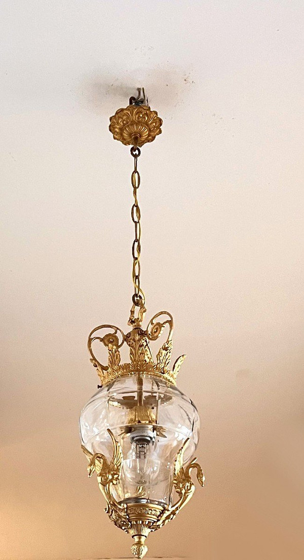 Cut glass and gilded bronze lantern
