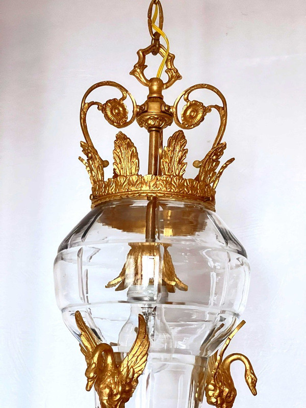 Cut glass and gilded bronze lantern