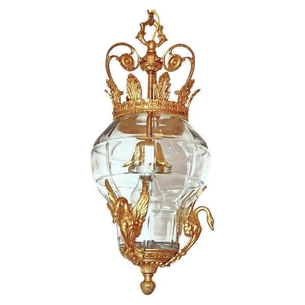 Cut glass and gilded bronze lantern