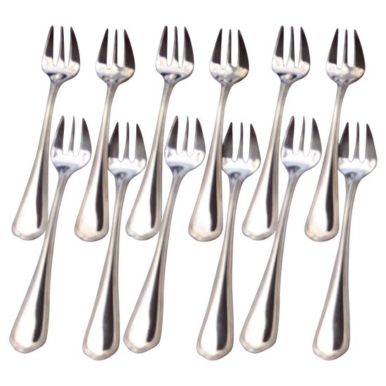 12 silver-plated oyster forks, Spatours Christofle model