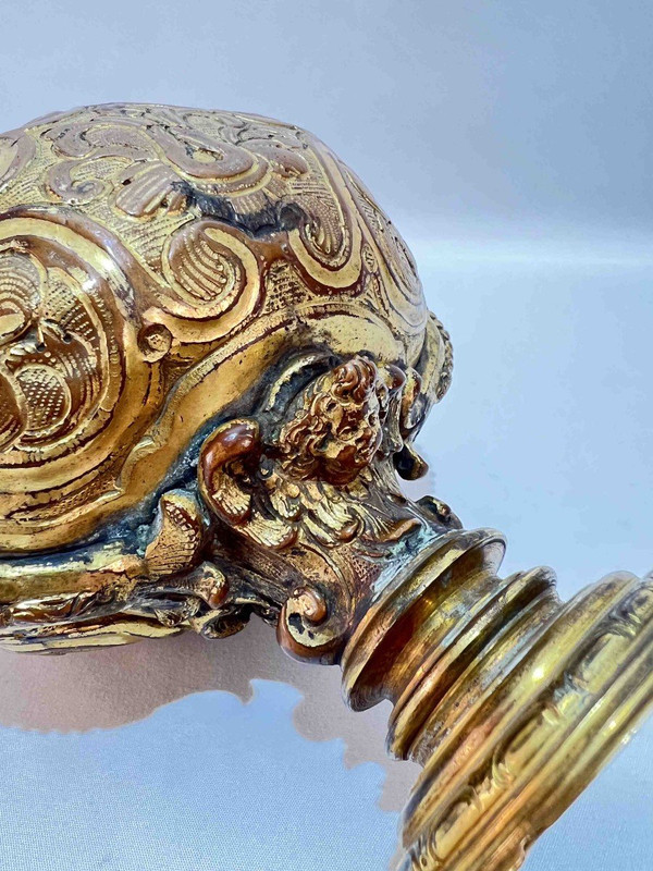 Covered Vase, Cassolette, In Gilded Copper Regency Period