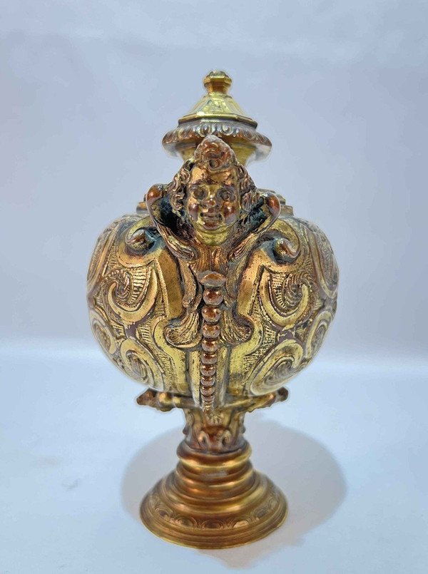 Covered Vase, Cassolette, In Gilded Copper Regency Period