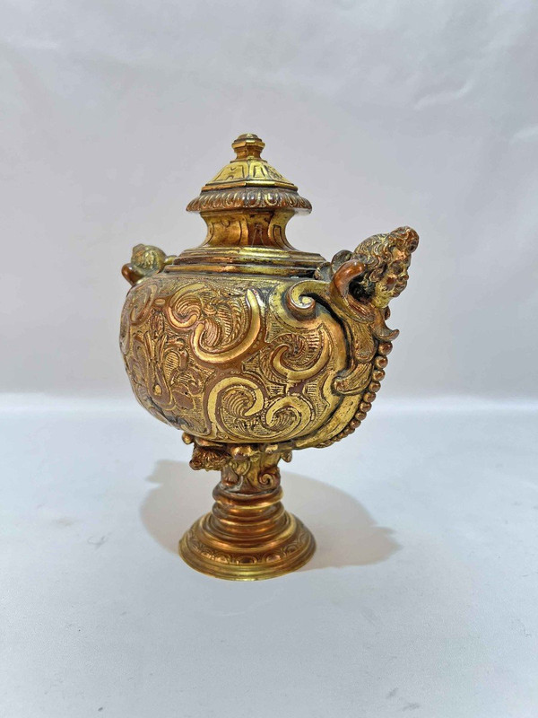 Covered Vase, Cassolette, In Gilded Copper Regency Period