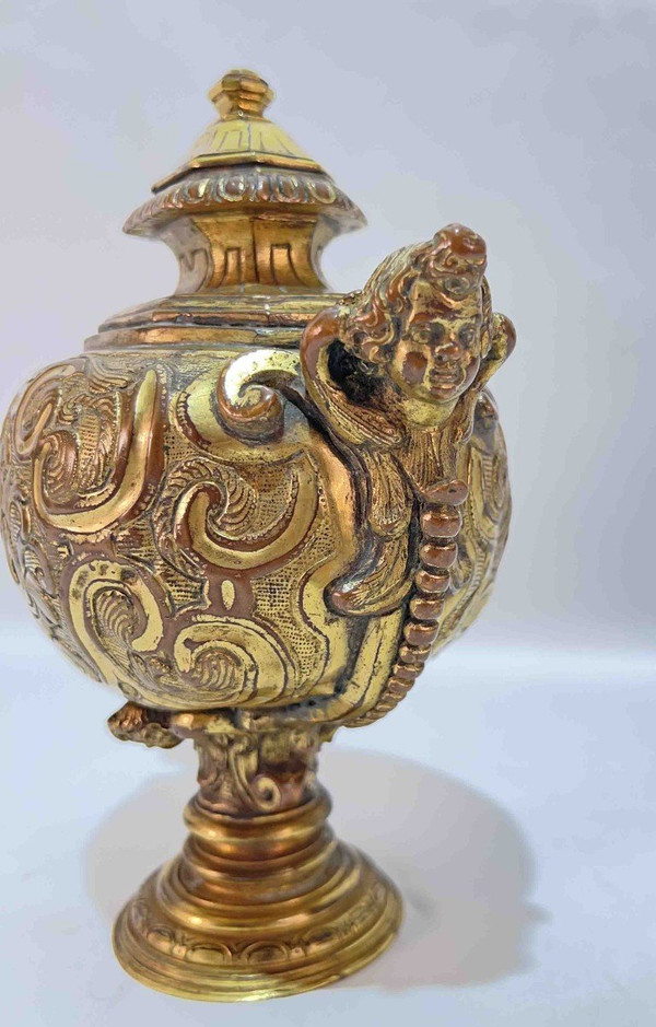 Covered Vase, Cassolette, In Gilded Copper Regency Period