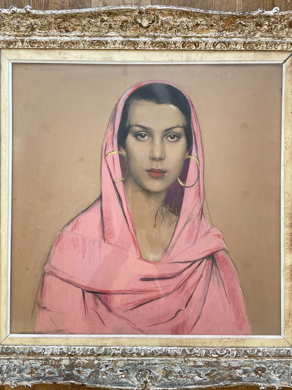 Portrait of a veiled woman by Gustave BRISGAND (1867-1944), Art Déco, France