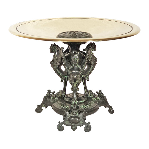Antique Patinated Bronze Tazza Signed And Dated 1873