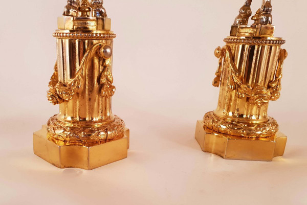 Paar Kerzenhalter mit Athener Widdern