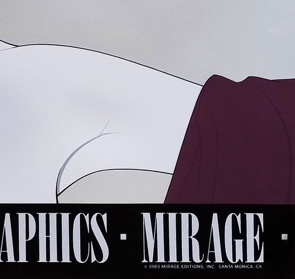 Affiche d'art originale magnifique de Patrick Nagel « Lunettes de soleil à feuille d'argent » des années 1980.