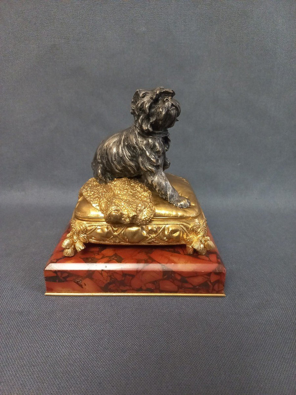 P Lecourtier Schmuckkästchen aus Silberbronze und vergoldeter Bronze