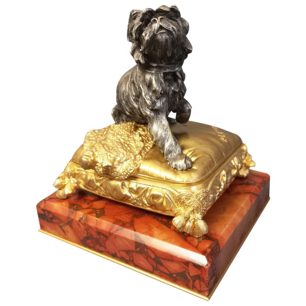 P Lecourtier Schmuckkästchen aus Silberbronze und vergoldeter Bronze