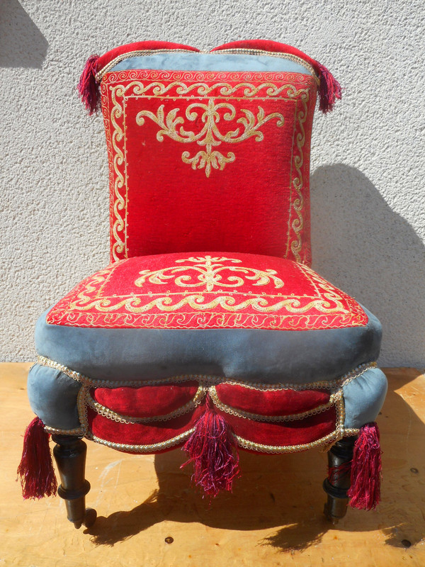 Pair of Napoleon III period low chairs