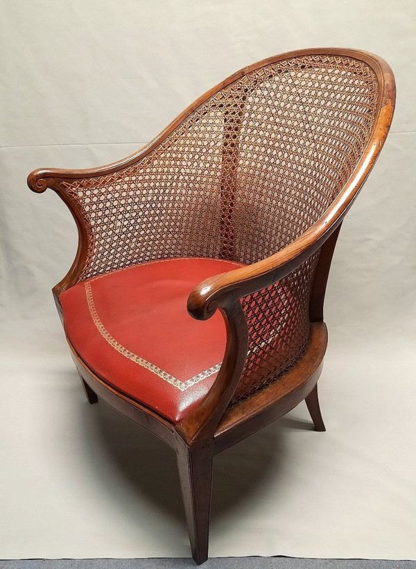 Fauteuil De Bureau Hollandais XVIIIe Siècle Assise En Cuir