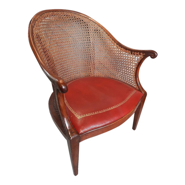 Fauteuil De Bureau Hollandais XVIIIe Siècle Assise En Cuir