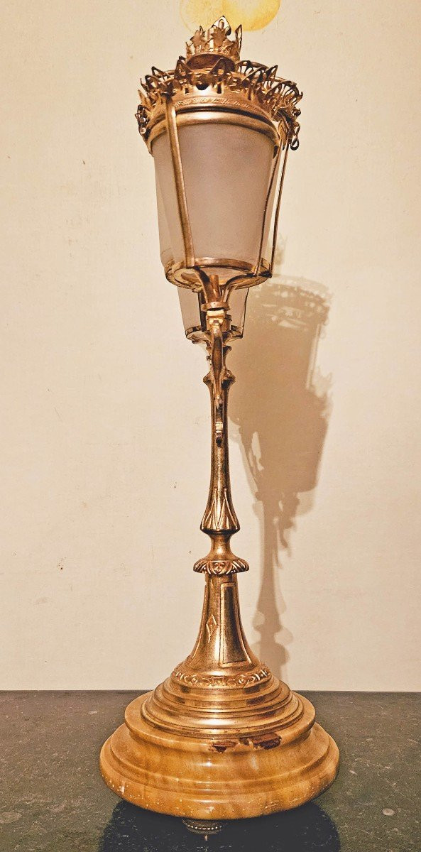 Zigarrenständer aus Messing und vergoldeter Bronze um 1900, Höhe 39 cm