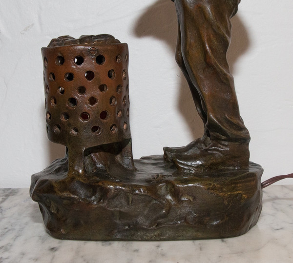 Luce Notturna In Bronzo Firmata J Cardona Epoca 1900