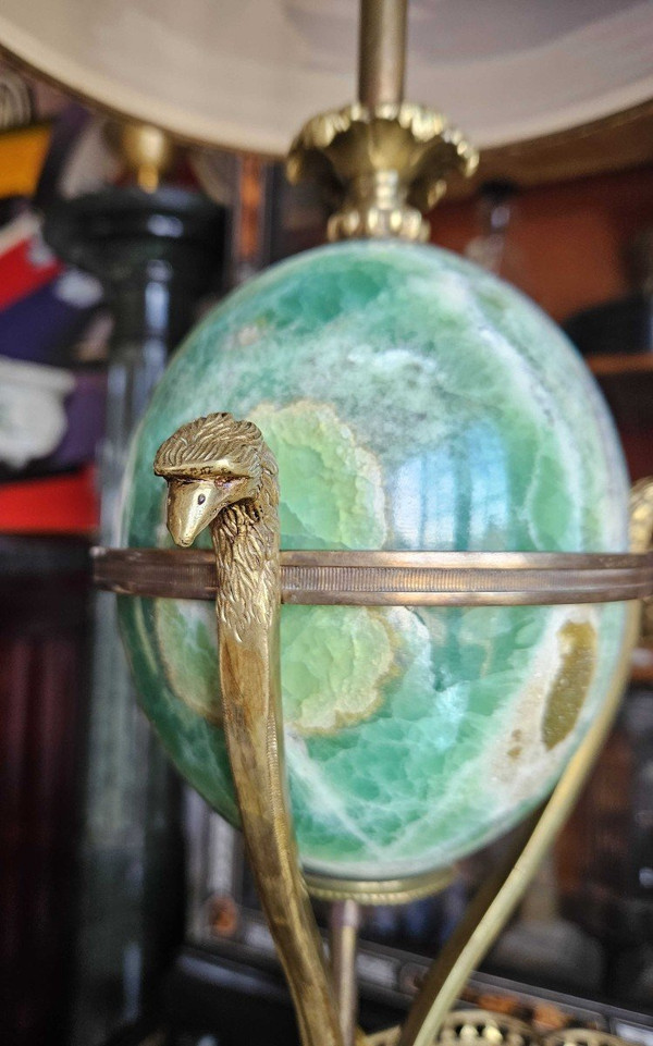 Lampada Spath in bronzo e fluorite firmata Maison Charles