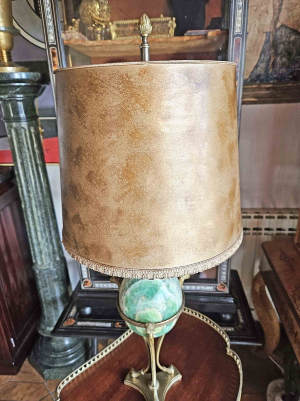 Lampada Spath in bronzo e fluorite firmata Maison Charles